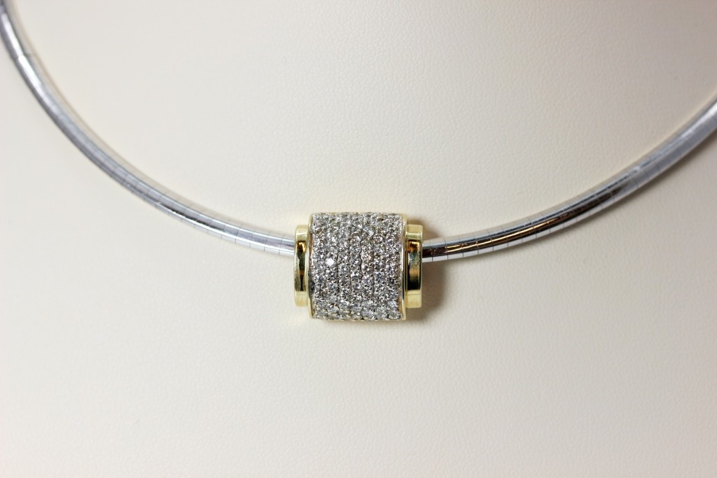 Beautiful 1.5ct Diamond 14K Gold Omega Slide Pendant 18mm 1290 eBay