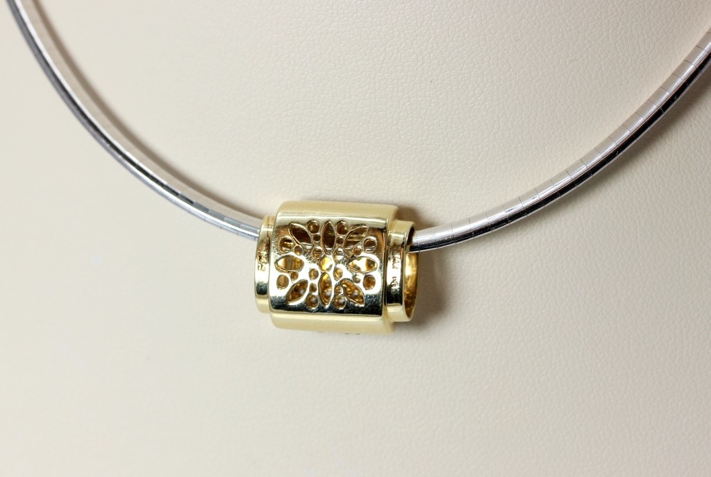 Beautiful 1.5ct Diamond 14K Gold Omega Slide Pendant 18mm 1290 eBay