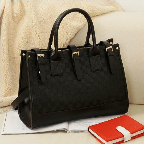 Womens New Black PU Leather Handbag Tote Shoulder Bag | eBay