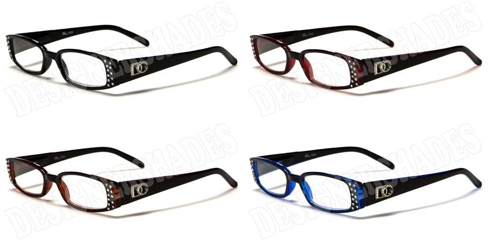 DG EYEWEAR® DESIGNER READING GLASSES LADIES WOMENS DIAMANTE SPECTACLES