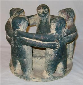 CIRCLE OF FRIENDS MEXICAN CLAY POTTERY CANDLE HOLDER ...