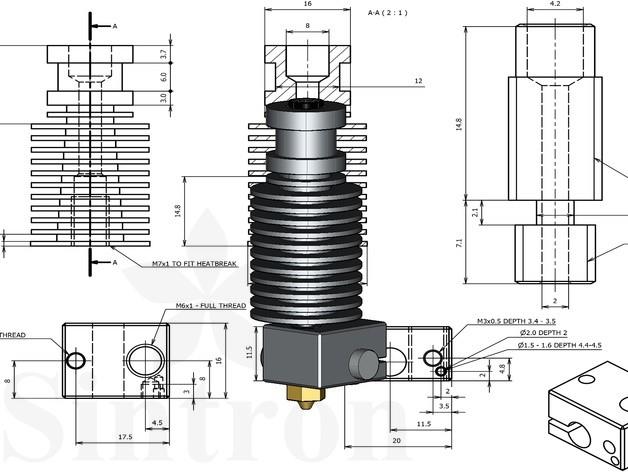 All Metal V6 Bowden Hotend J-head extruder+8PCS Nozzles 3D printer parts Reprap 