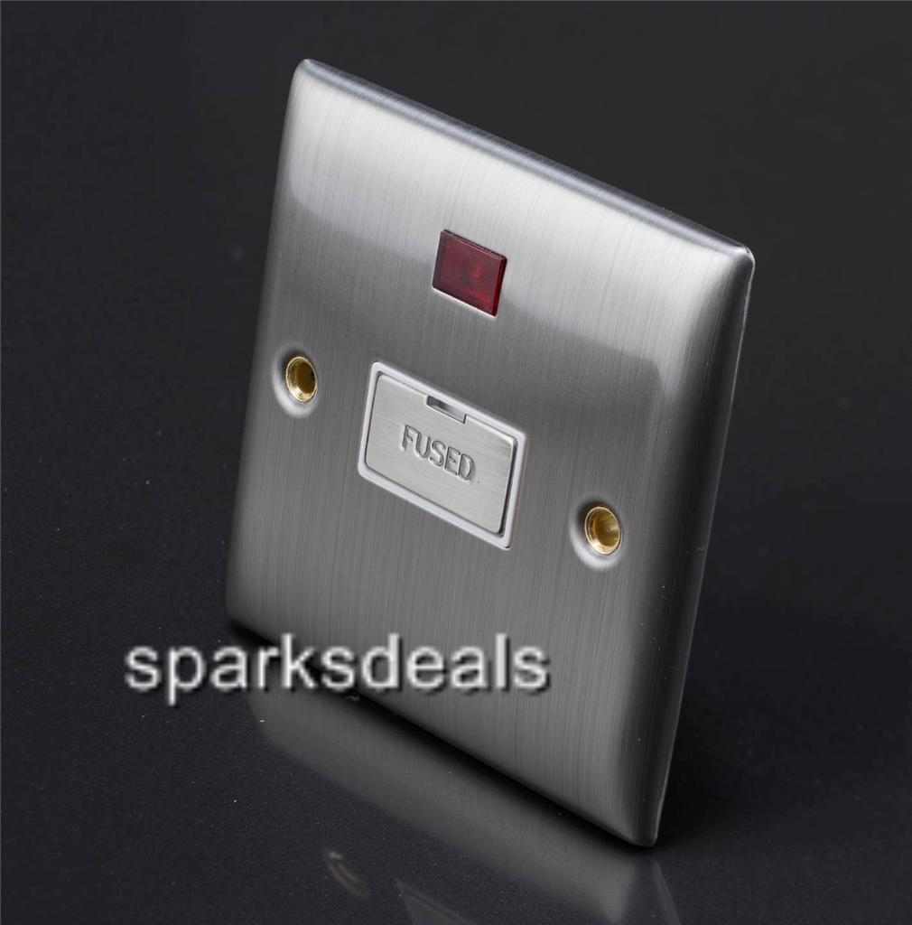 Dencon Brushed Stainless Steel Satin Chrome Socket Switch Full Range