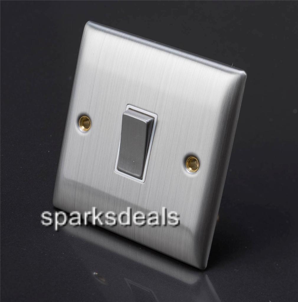 Dencon Brushed Stainless Steel Satin Chrome Socket Switch Full Range Available eBay