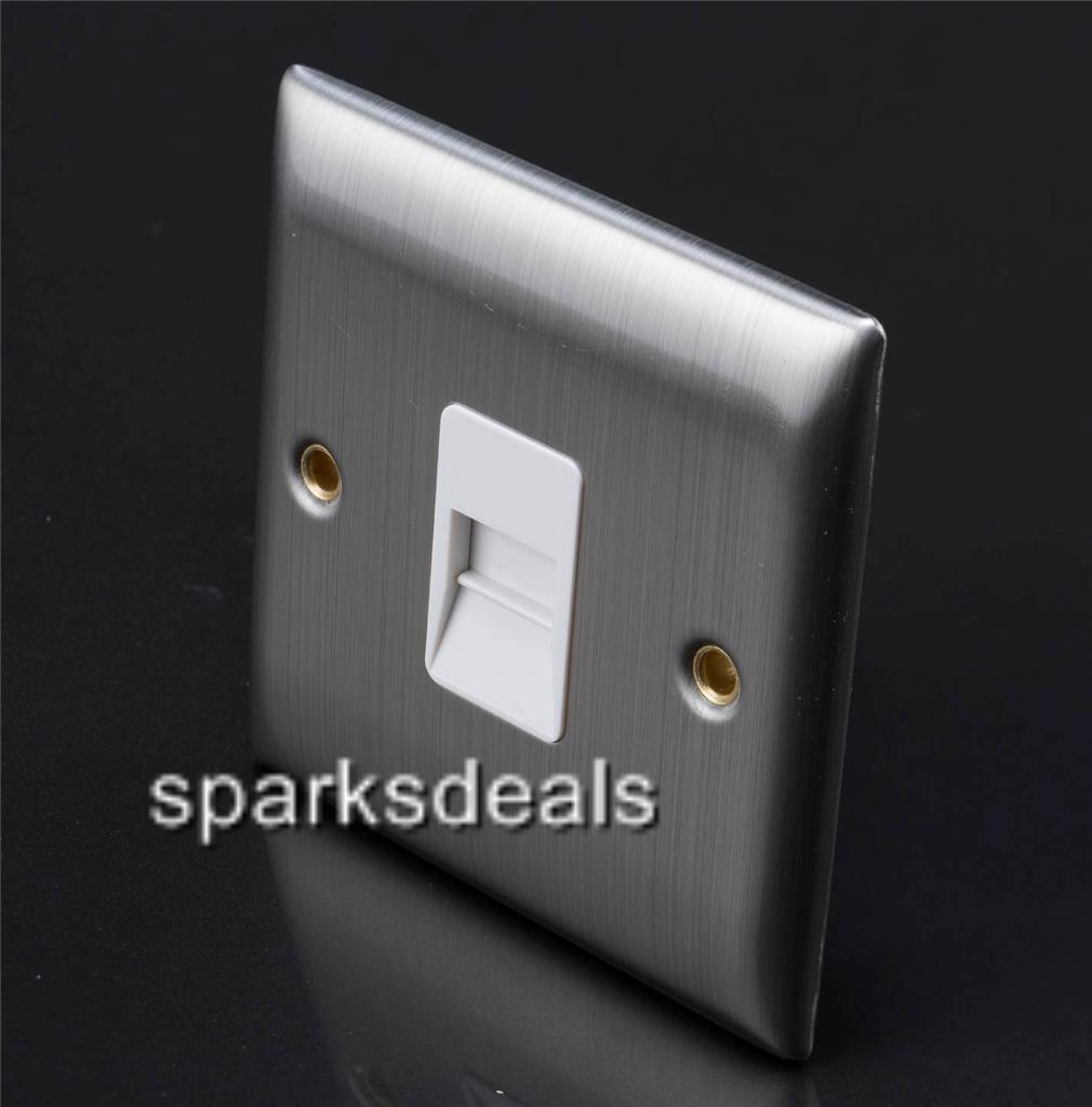 Dencon Brushed Stainless Steel Satin Chrome Socket Switch Full Range