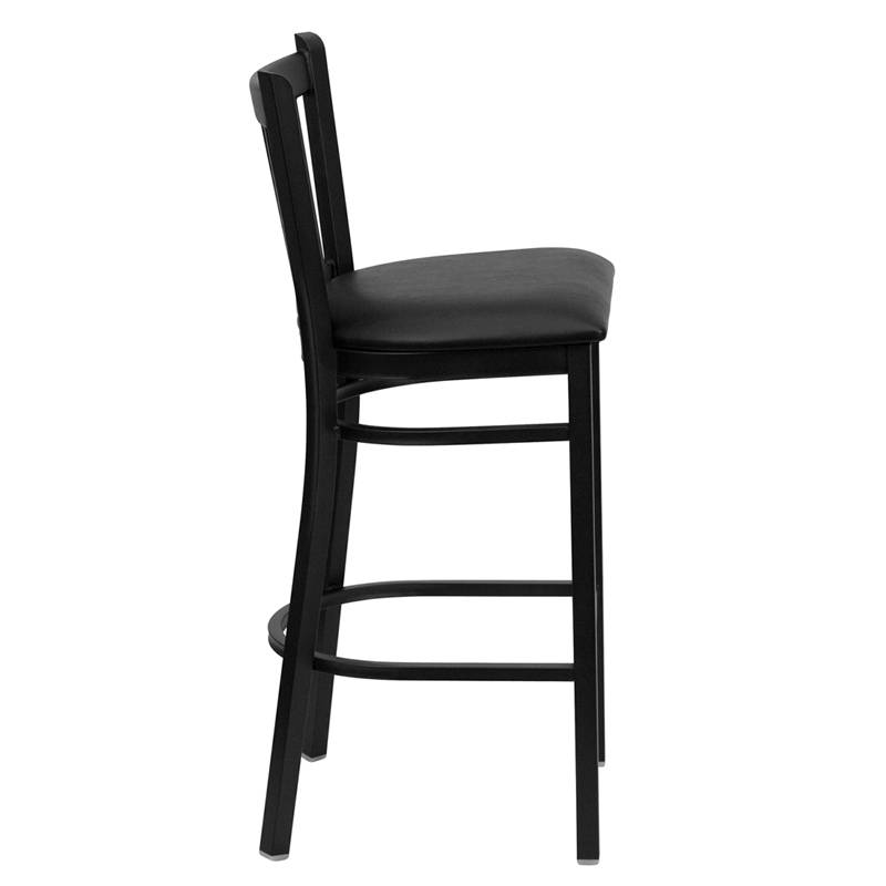Heavy Duty Metal Bar Stool Vert Back Chair Kitchen Commercial