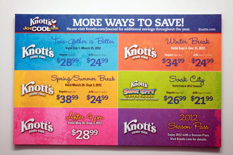 Knotts Berry Farm / Knott's Soak City 6 Coupons SAVE MORE THAN EVER