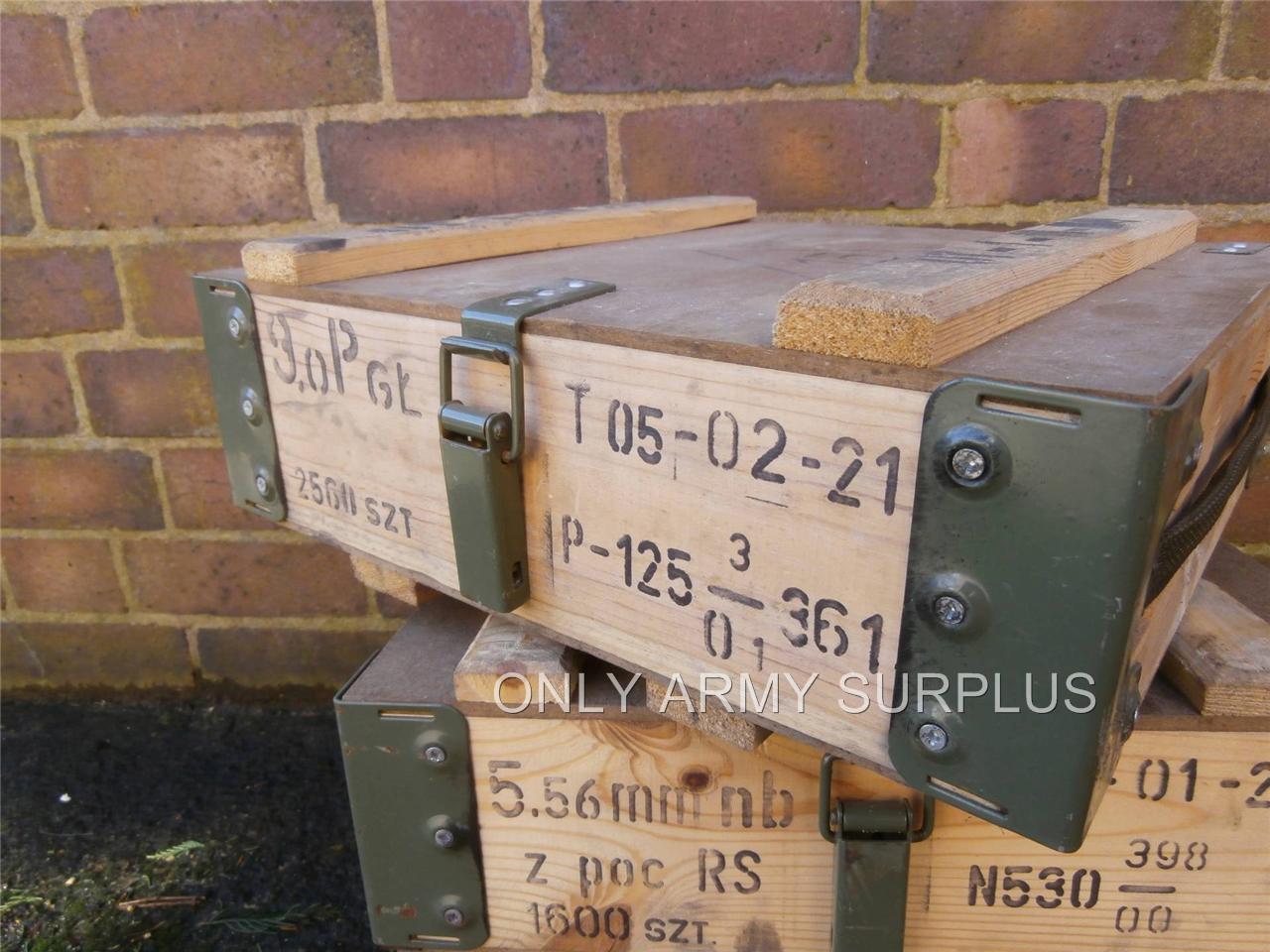 Army Ammo Box Wooden Tool Box Ammunition Storage With Carry Handles