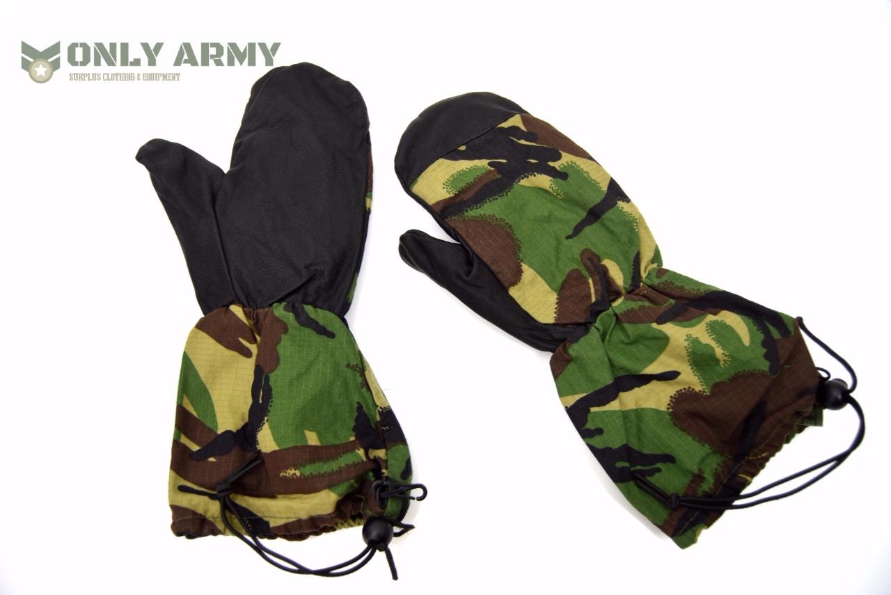British Army Cold Weather Mittens Leather Palms Military Issue Gloves Camo eBay