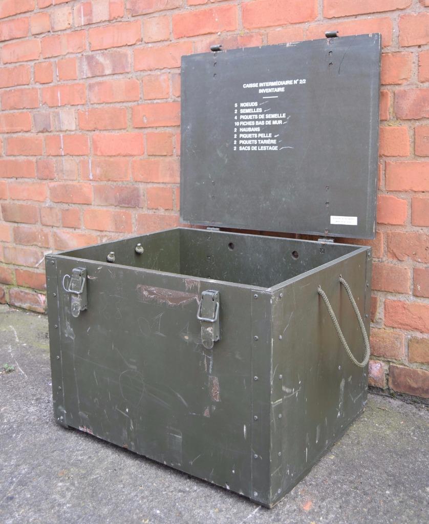 Large Army Wooden Storage Box Tools Garage Wood Chest Trunk Lid