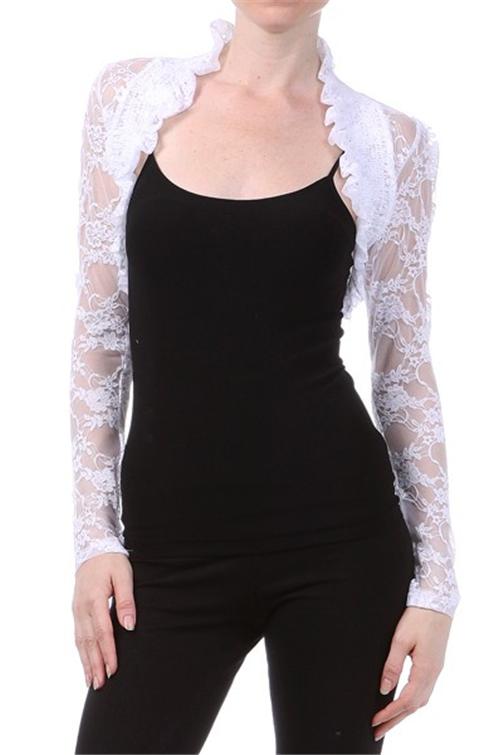 Wedding Lace Shrug S 3XL Long Sleeve Dance Jacket Bolero Plus Size