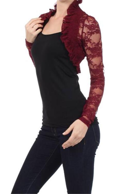 Wedding Lace Shrug s 3XL Long Sleeve Dance Jacket Bolero Plus Size
