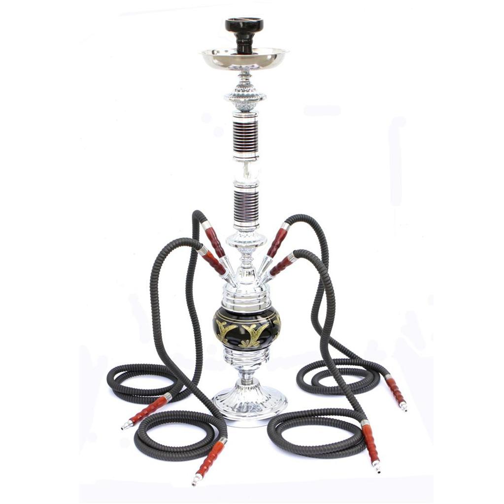 Beautiful 33" Four 4 Hose Rotating Hookah Shisha Midnight Black