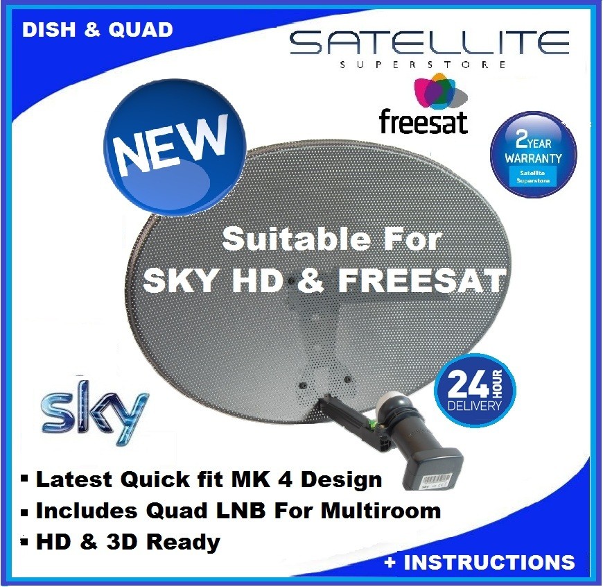 Sky Satellite Dish MK4 With Quad LNB For Sky / Sky HD / Freesat HD