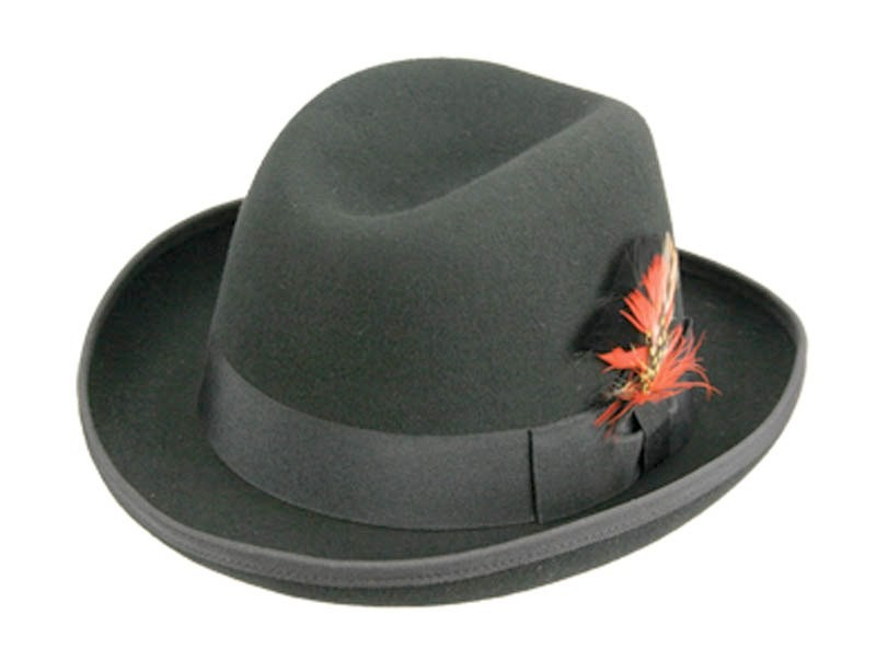 New 2" Brim Wool Felt Godfather Fedora Hat Size (Med 57cm, Lg. 59 cm, X
