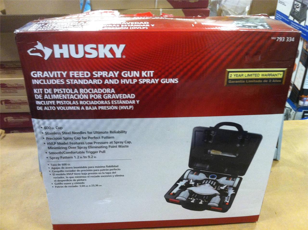 Husky HVLP and Standard Gravity Feed Spray 2 Gun Kit 793334 eBay