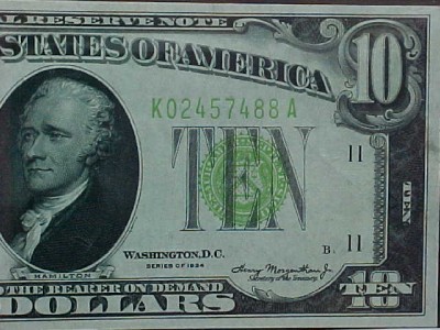 FR.2004-K 1934 $10 FED RES NOTE LGS PCGS-66PPQ GEM UNC