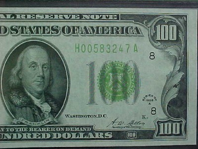 FR.2151-H 1928A $100 FED RES NOTE LGS PMG-64EPQ CH UNC