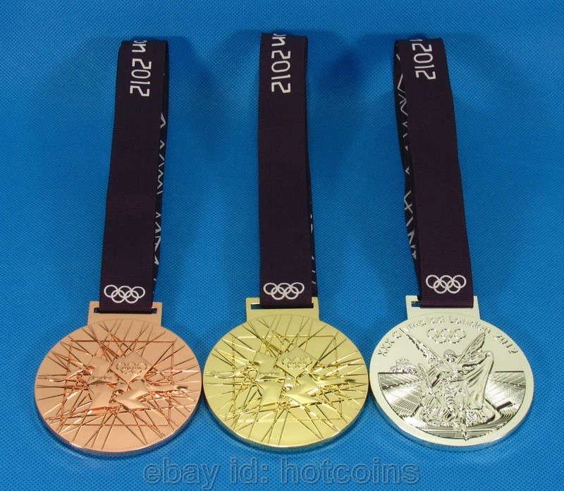 Full Set of 3 Commemorative London 2012 Olympic Gold/Silver/Bronze Medals+Ribbon eBay
