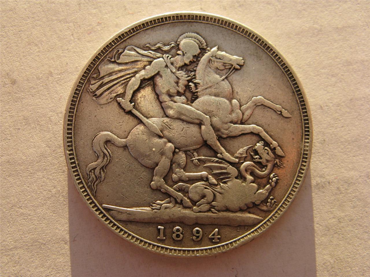 UK Queen Victoria Silver Coin - Crown 1894 LVIII