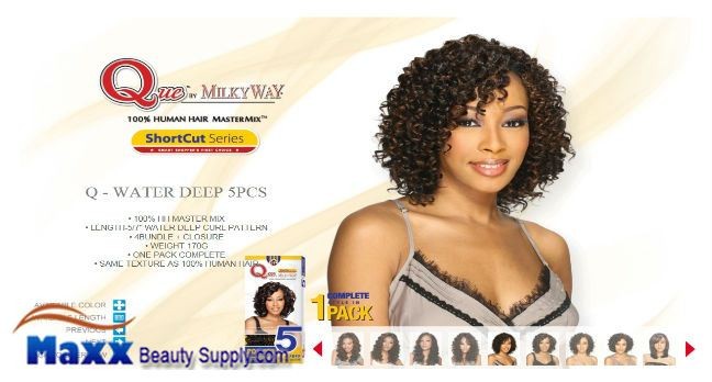 MilkyWay Que Human Hair Weave Short Cut Series Q Water Deep 5pcs