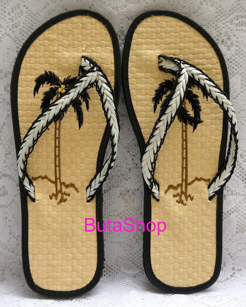 6 Colors Women Beach Rattan Straw Flip Flop Slipper Sandal Palm Tree