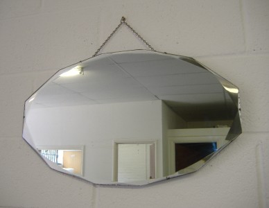 Deco Mirrors Antique on Antique Vintage Art Deco Frameless Bevelled Edge Shabby Chic Wall