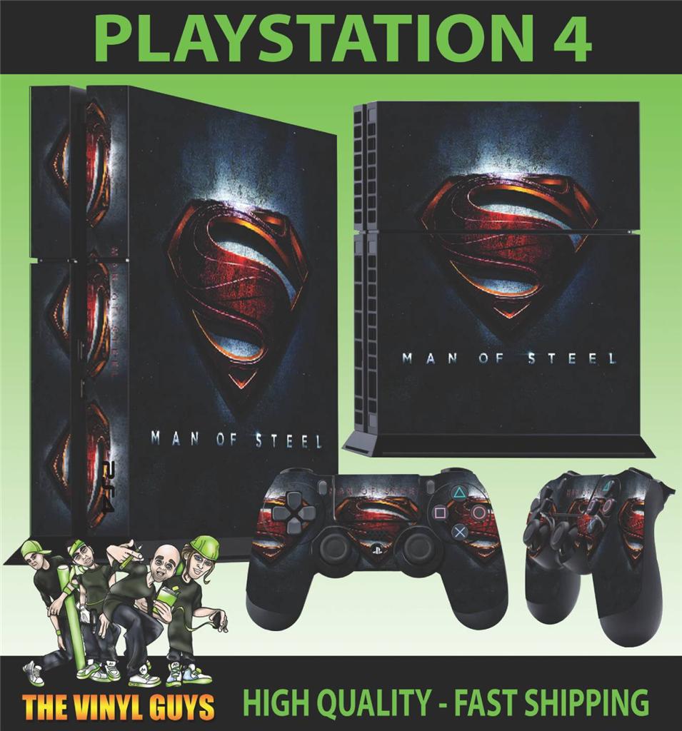 PS4 PLAYSTATION 4 CONSOLE STICKER SUPERMAN MAN OF STEEL SKIN + 2 X PAD
