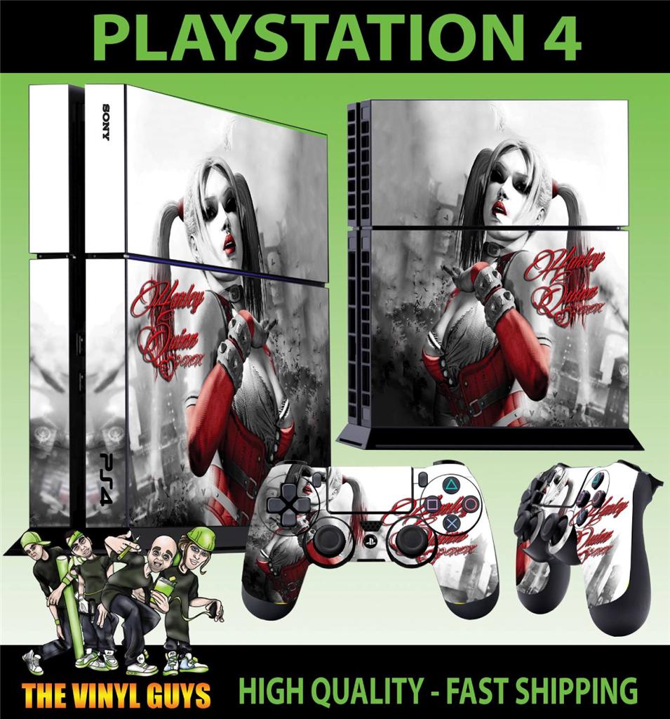 PS4 PLAYSTATION 4 CONSOLE STICKER HARLEY QUINN ARKHAM BATMAN SKIN + 2