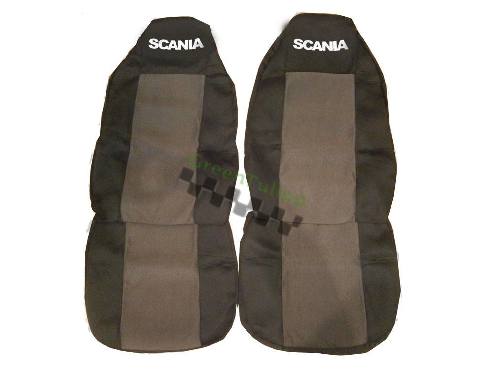 2 Seat Covers SCANIA TRUCK Lorry Grey Black Fabric Brand New eBay
