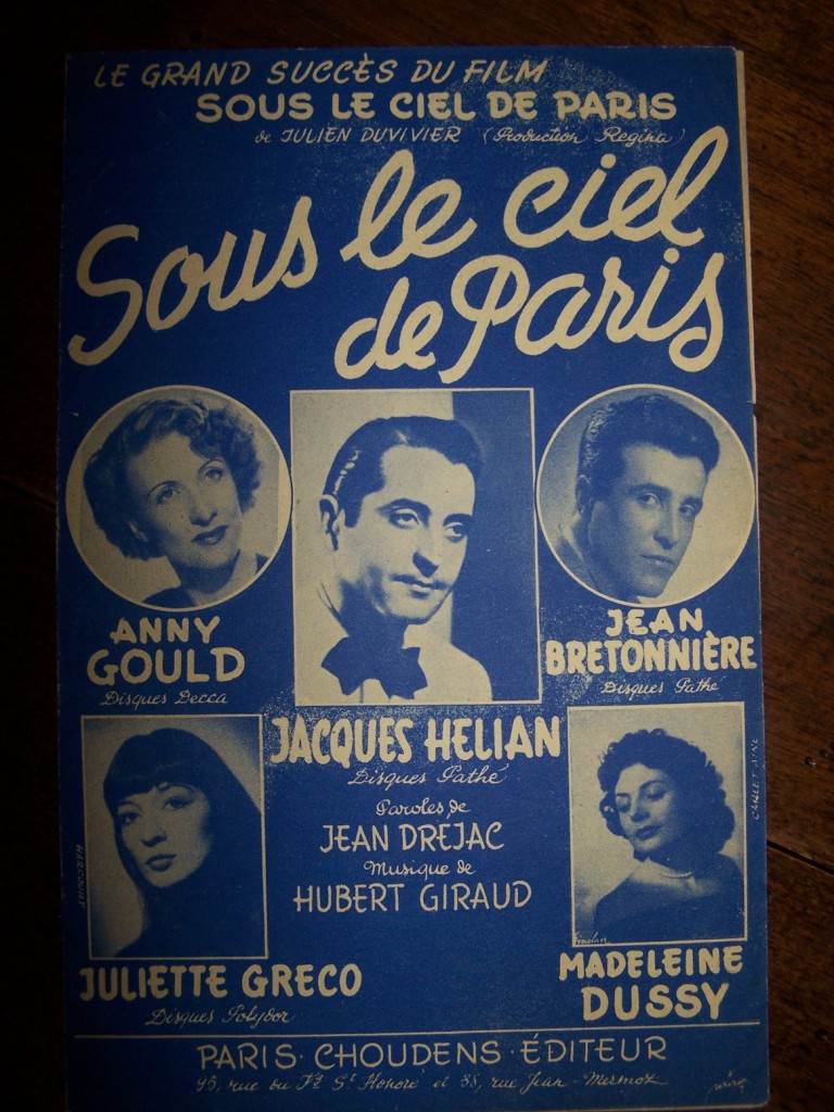 partition ancienne Sous le ciel de Paris DREJAC GIRAUD Anny GOULD