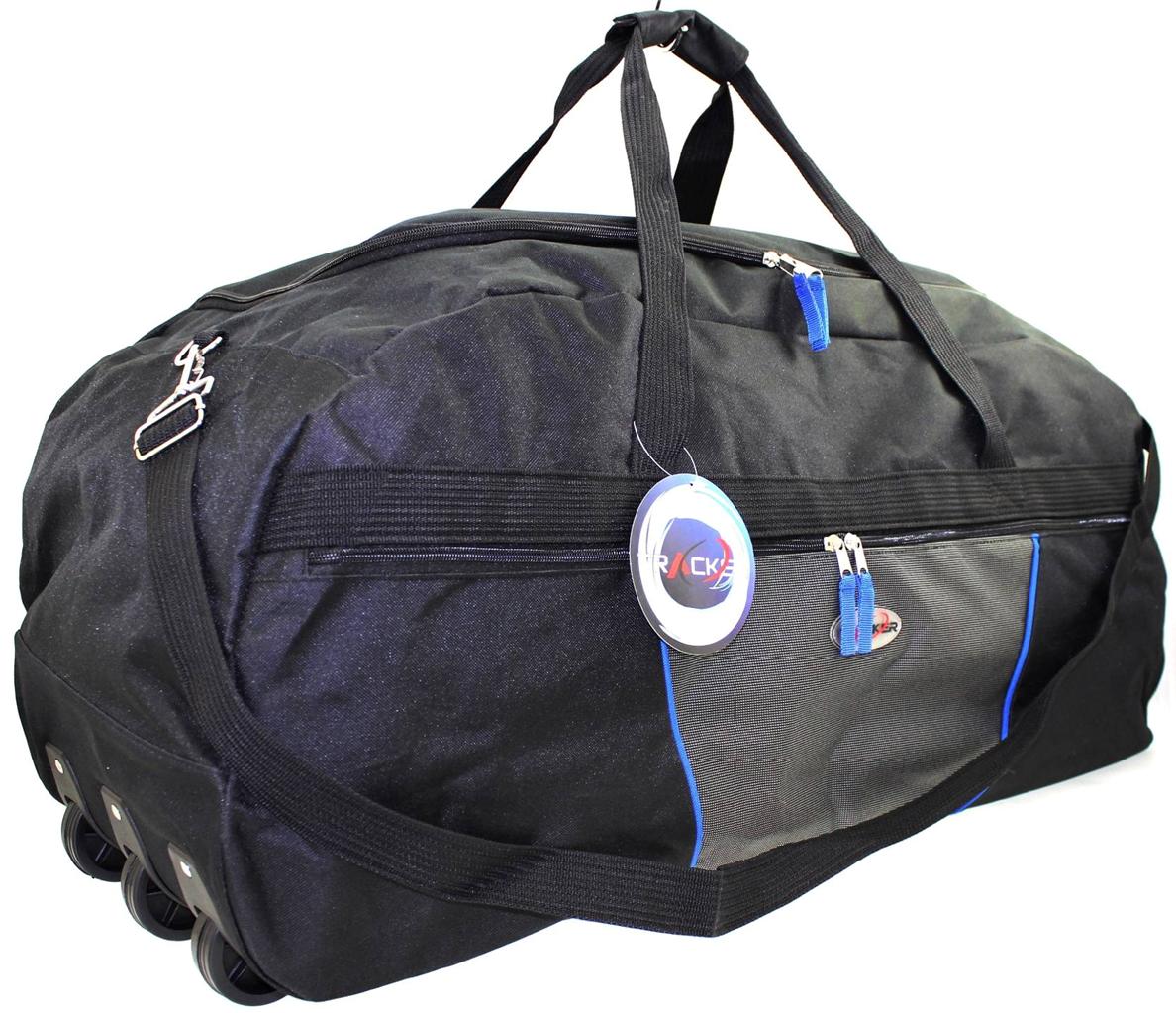 Extra Large 33 Inch Travel Luggage Wheeled Trolley Holdall Duffle Bag Black/Blue | eBay