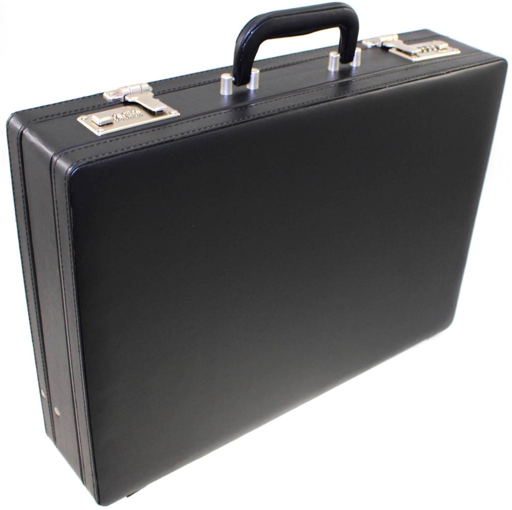 LARGE EXECUTIVE ATTACHE CASE FAUX LEATHER EXPANDABLE HARD BRIEFCASE