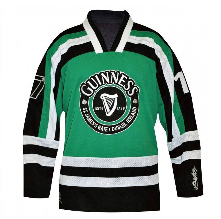 Licensed Genuine New Guinness Embroidered Hockey Shirt Jersey Irish