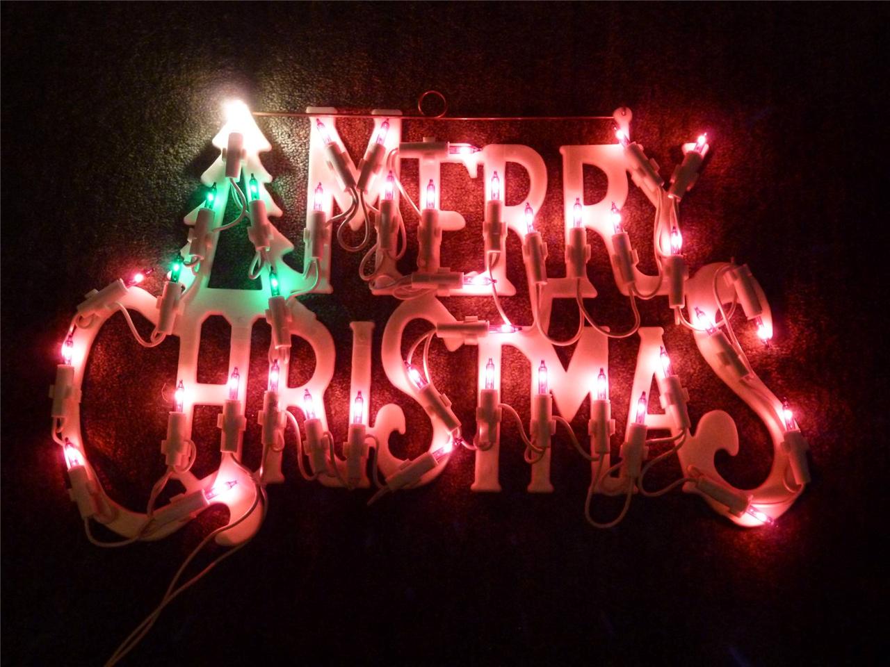 PREMIER MERRY CHRISTMAS RED GREEN LIGHT UP WINDOW SILHOUETTE LIGHTING WORKING eBay