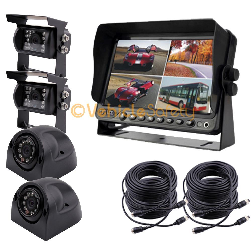 7" QUAD MONITOR WITH DVR BACKUP CAMERA SAFETY SYSTEM FOR