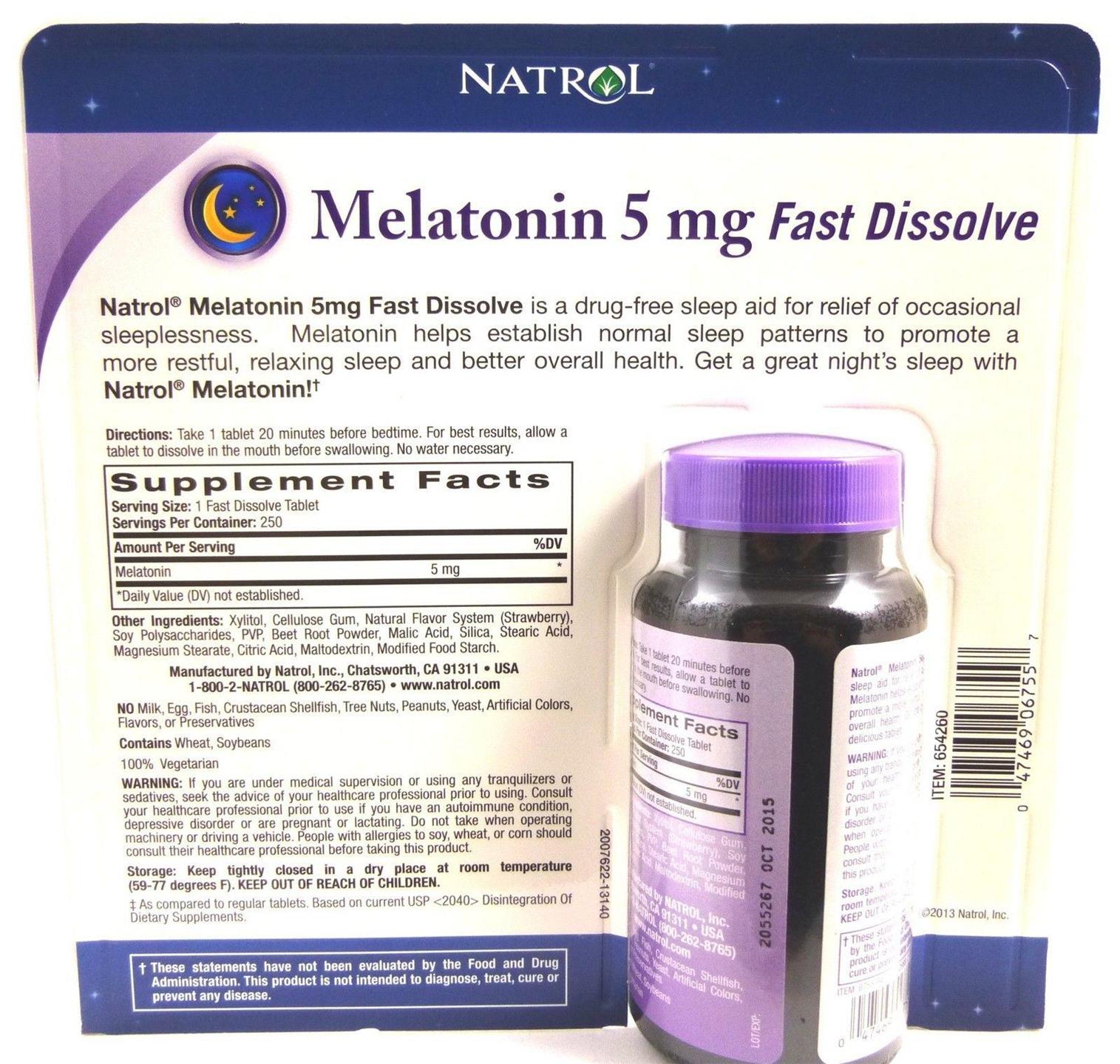 Natrol Melatonin 5 MG 250 Fast Dissolve Strawberry Flavor ...