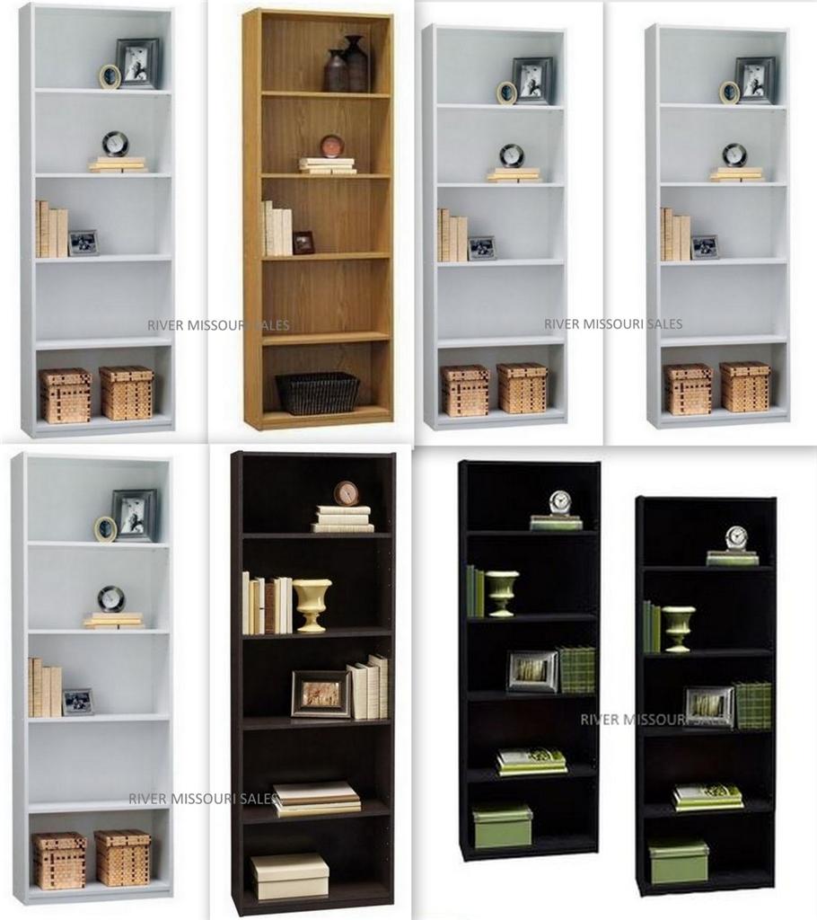 Ameriwood 5-Shelf Wood Bookcases-Choice Finishes-Mix and Match Pairs-Sets of 2