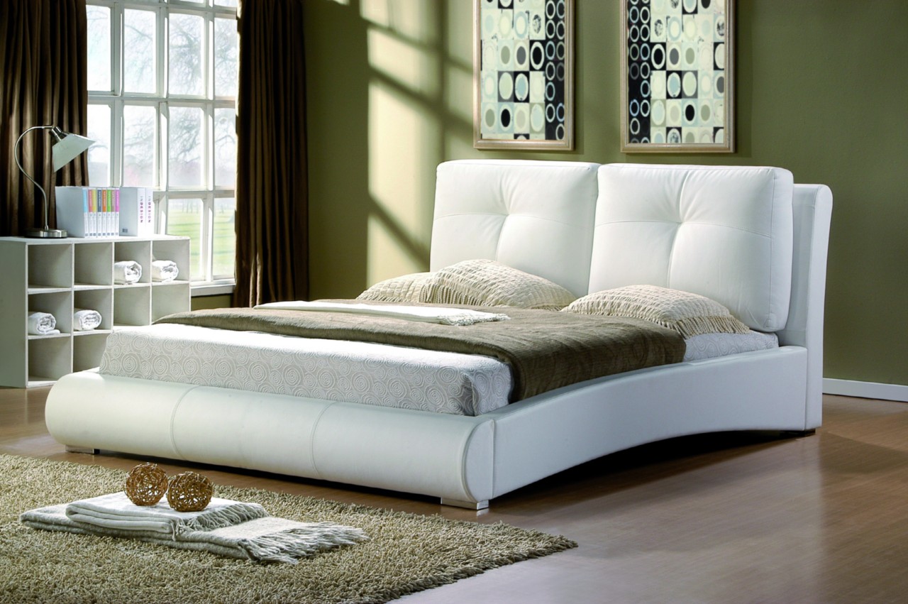 Contemporary Faux Leather Cushioned Bed Frame Black,White or Brown eBay