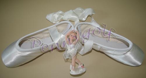 white satin ballet shoes with ribbon