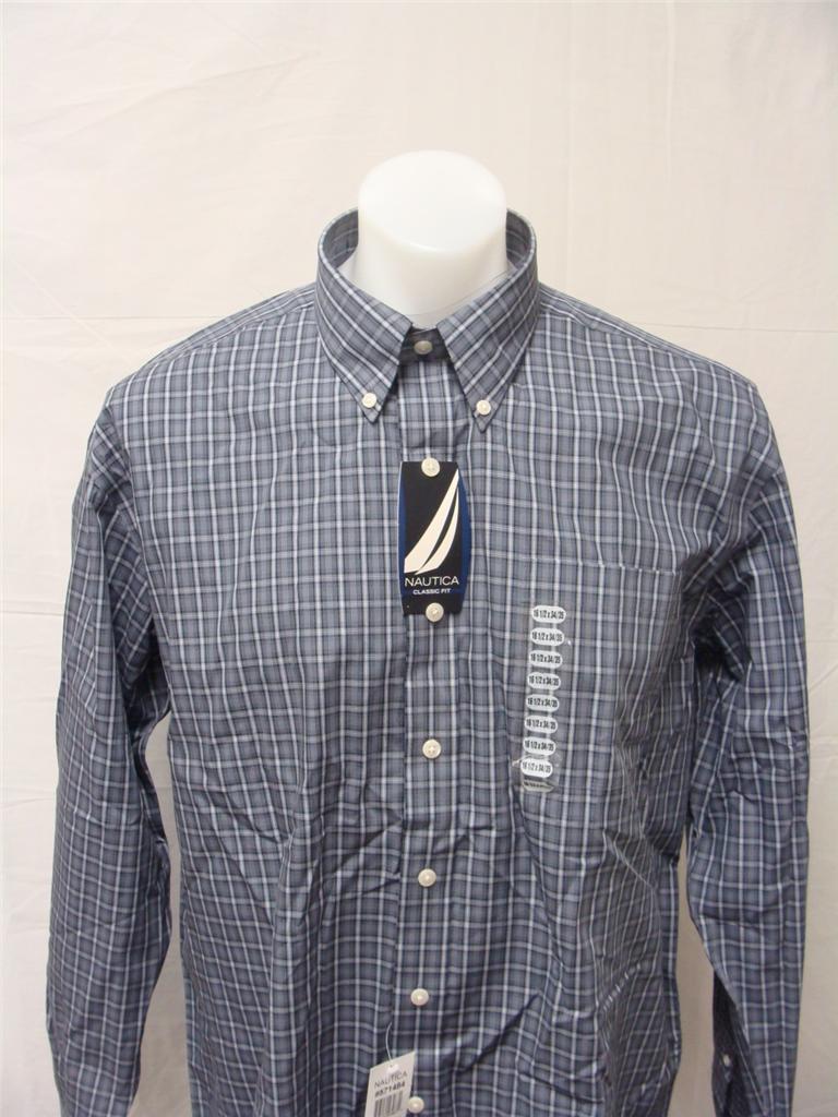 Nautica Men's 571484 Long Sleeve Classic Fit Dress Shirt Blue/Grey Multi Sizes eBay
