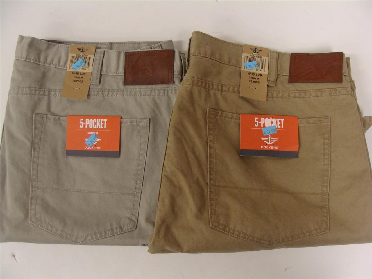 Docker's Men's 5Pocket Straight Fit Khaki's In Assorted Sizes & Colors