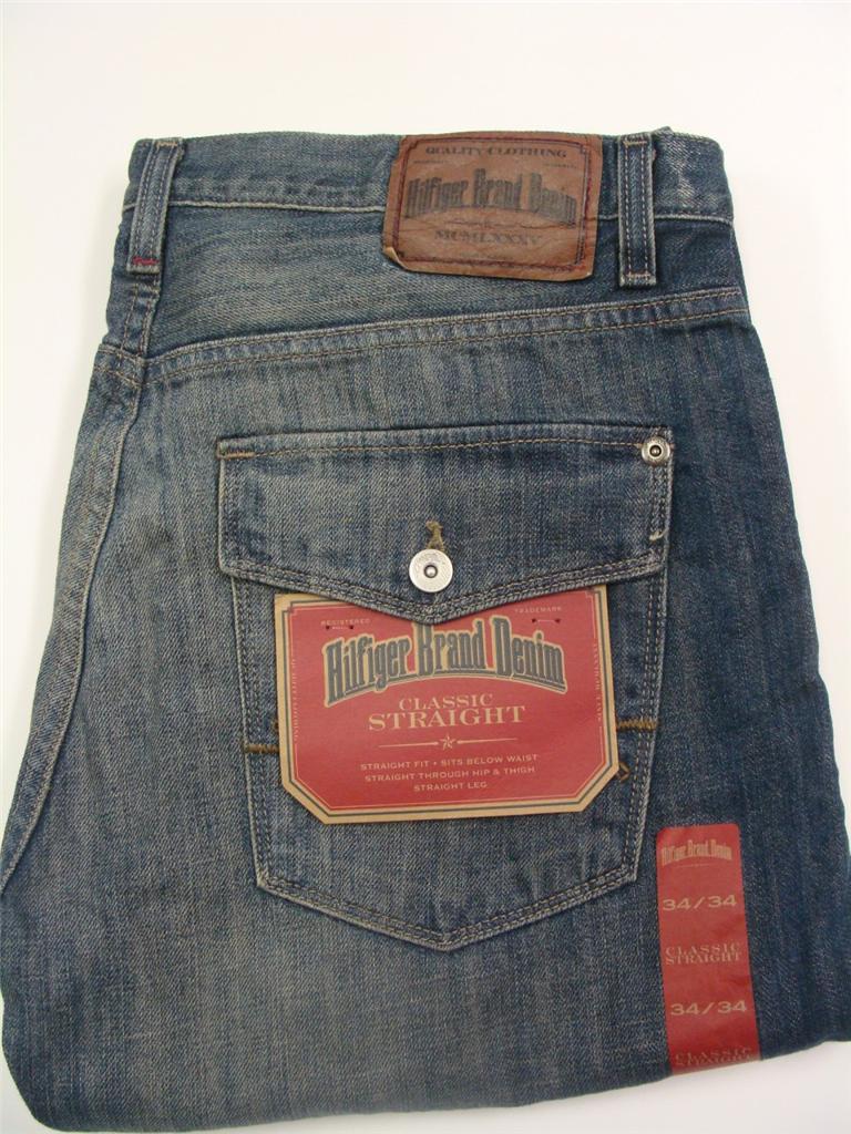 Tommy Hilfiger Men's Classic Straight Red Tag Jeans W/Button Pocket