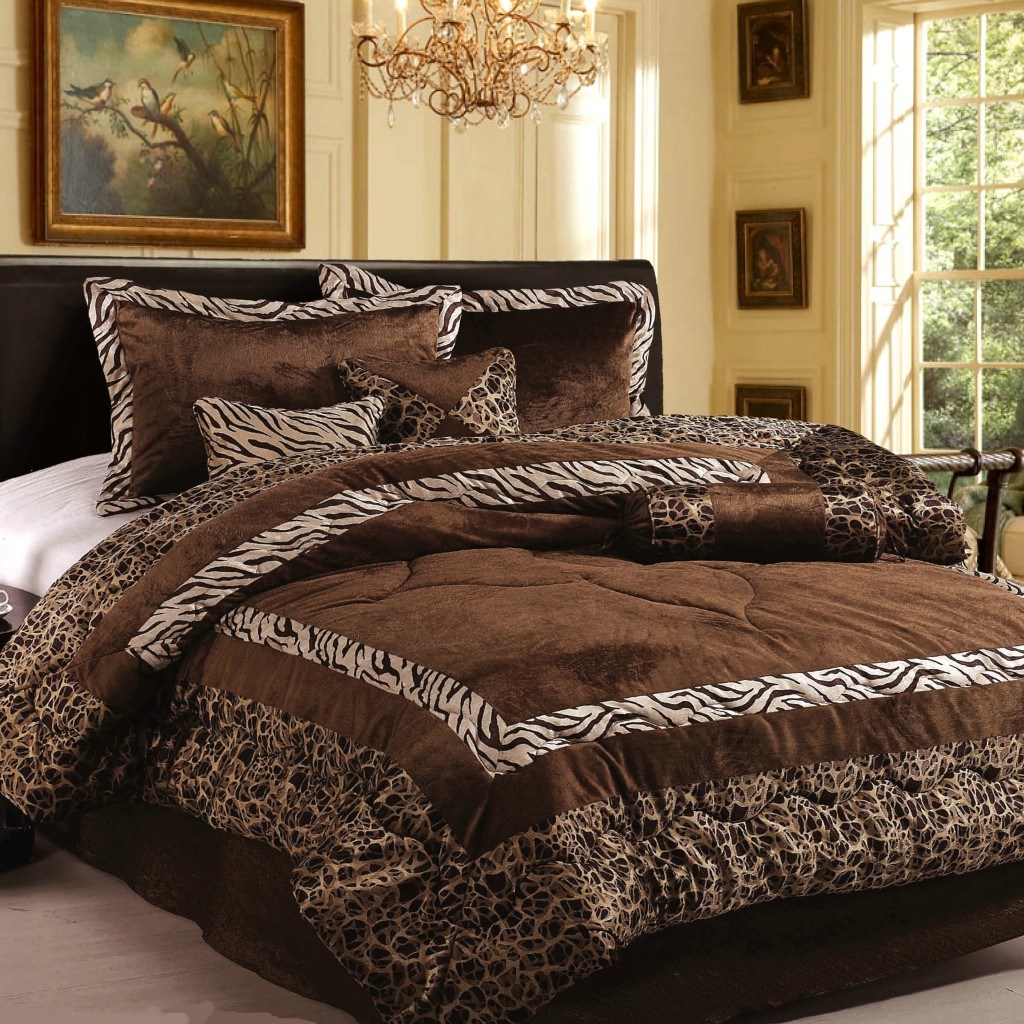 NEW 7PC in Set Luxury Safarina Brown Zebra Animal Bedding Queen