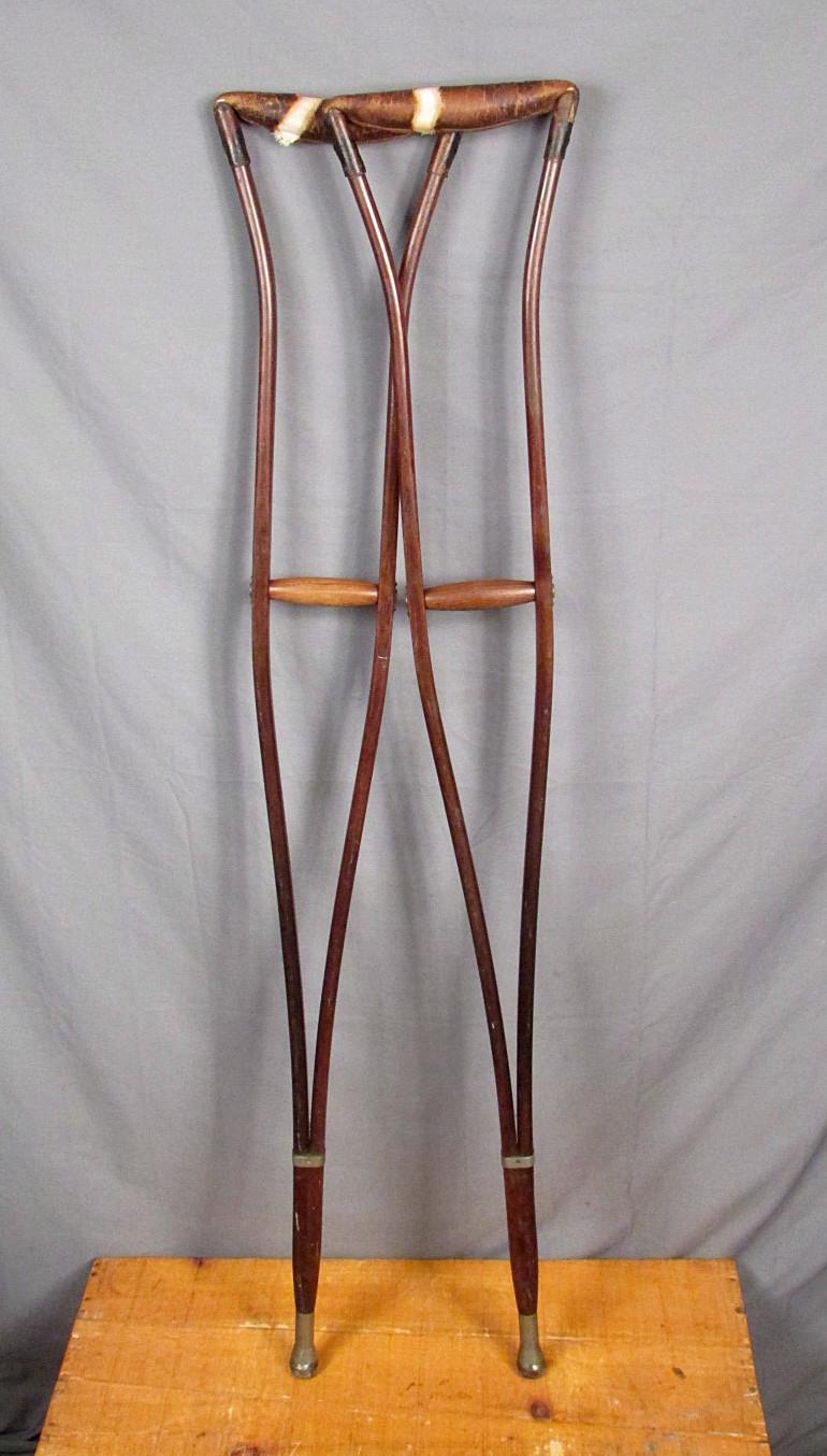 Vintage Antique Wooden Crutches Turn Of The Century