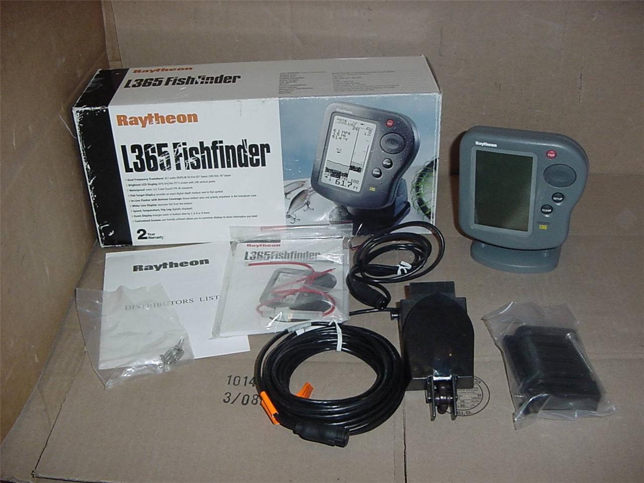 RAYTHEON L365 FISHFINDER LCD DISPLAY MONITOR TRANSDUCER FISHING
