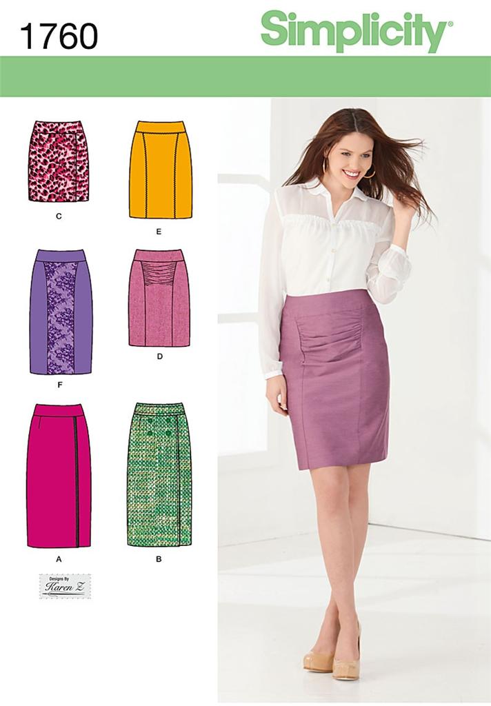 Simplicity 1760 Sewing Pattern Ladies Mock Wrap Skirts Short Long