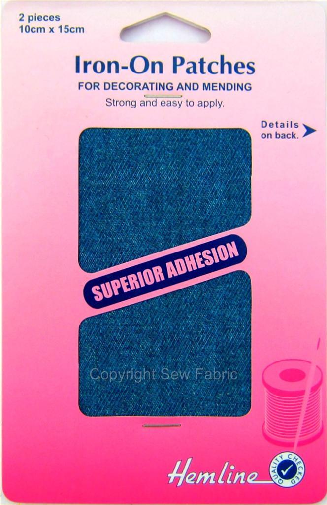 Hemline H690 DENIM IronOn Repair Patches Jeans Applique Glue On (or