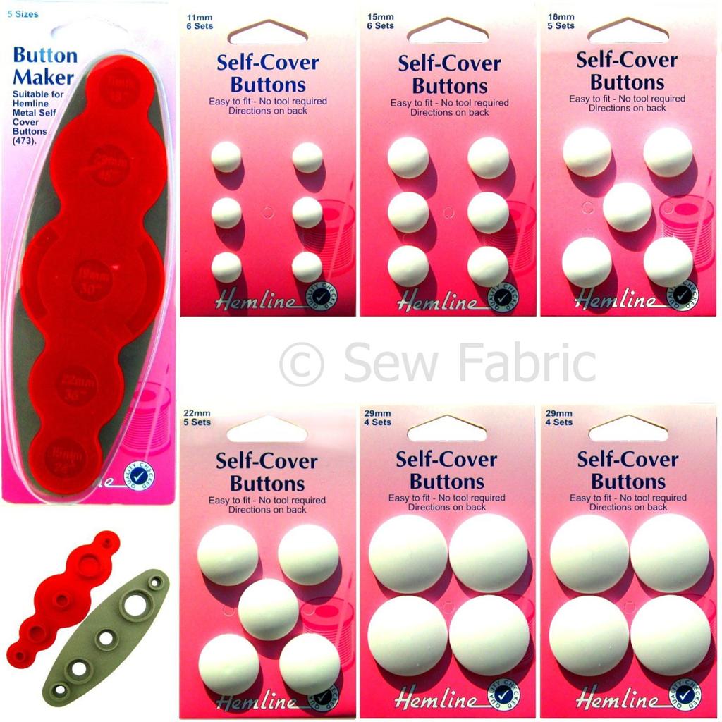 Hemline Plastic Self Cover Buttons Fabric Coverable Button Kit Press