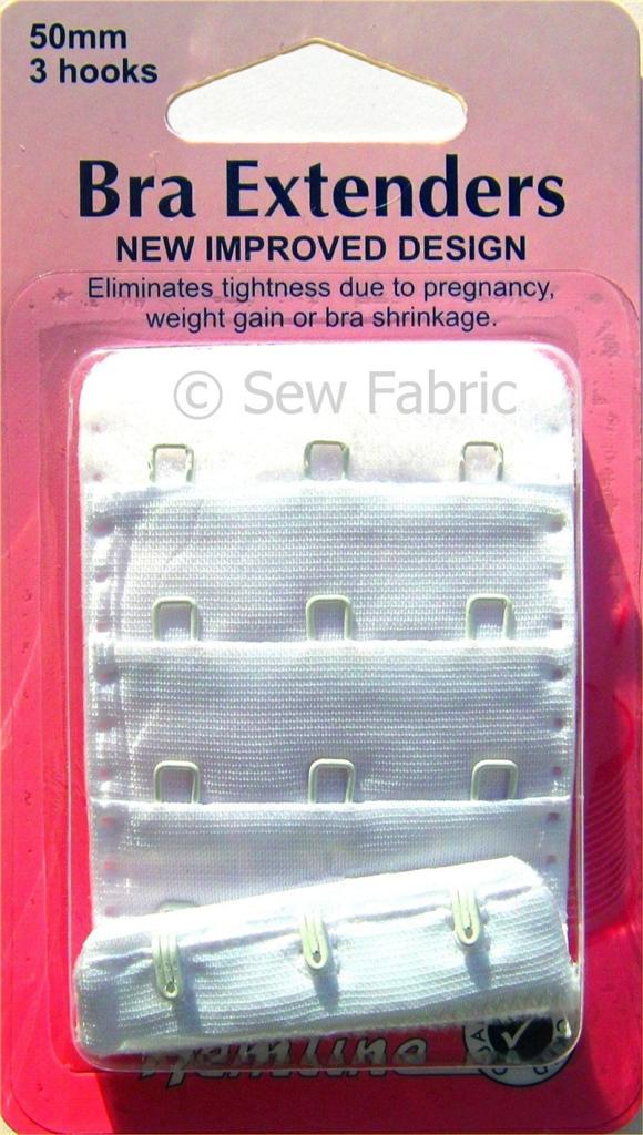 Hemline 3 Hook Bra Extender 50mm White Black Beige/Nude Strap Adjuster